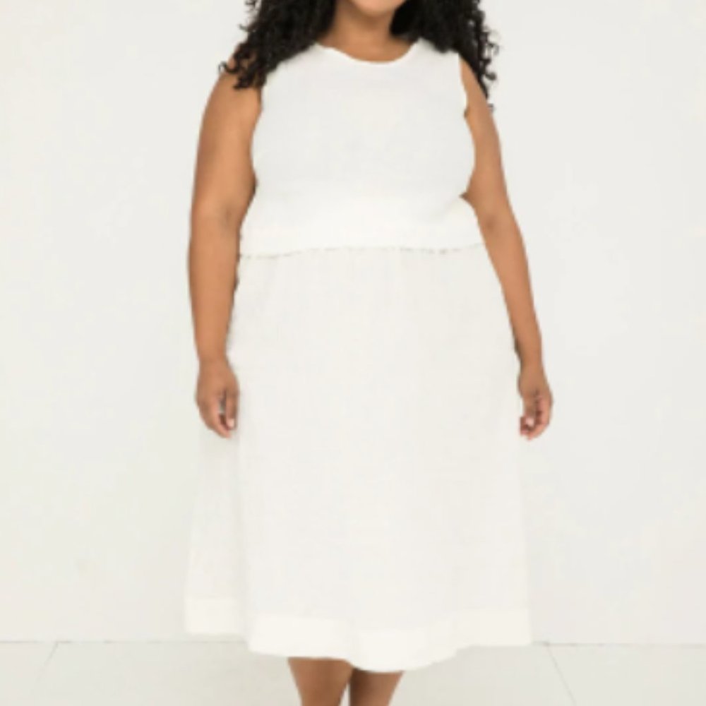 Elizabeth Suzann Ivory Linen Gauze Bel Skirt 2XL Regular